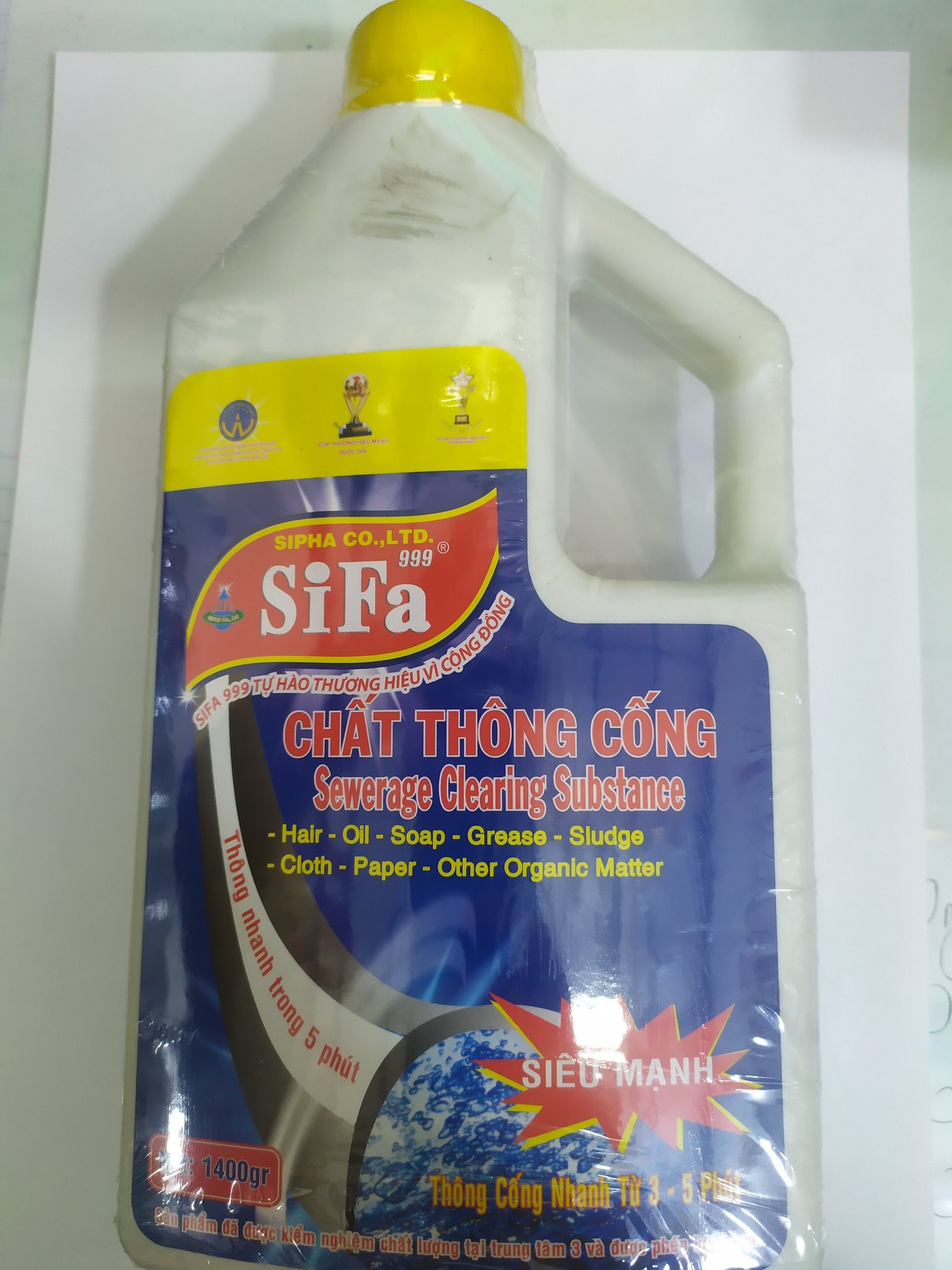 Chất thông cống sifa siêu mạnh, loại 1400 gram, giải quyết các tất cả các vấn đề chèn nghẹt đường ống chỉ trong vài phút