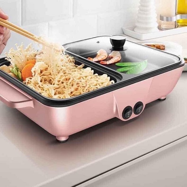 [HCM]Nồi  ĐIện Mini 2 Ngăn Lấu Nướng .NỒI LẨU NƯỚNG ĐA NĂNG 8662-S MINI  Uy Tín Bởi Gia Dụng 4.0 HCM