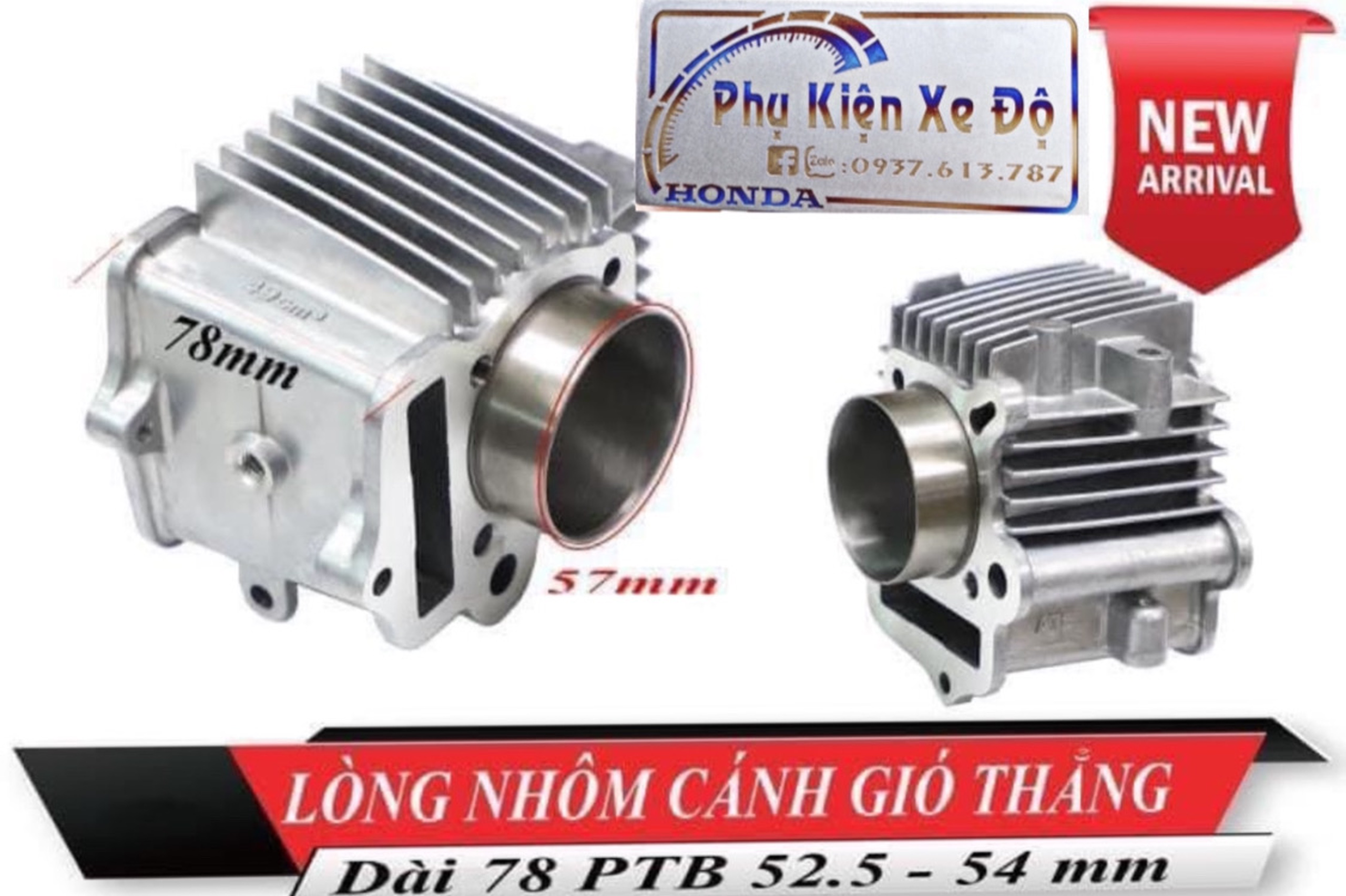 lòng nhôm 67 dài 78mm piston 52.5 54mm