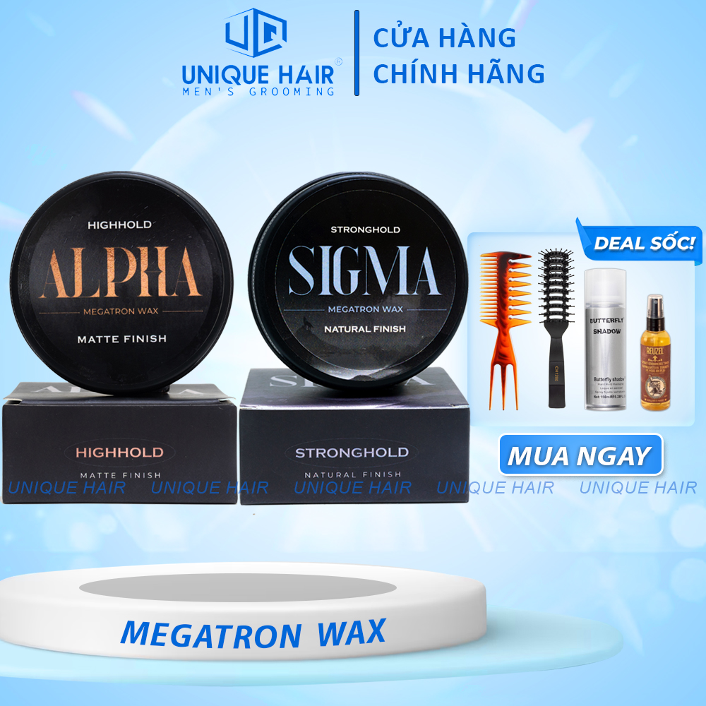 Sáp vuốt tóc alpha clay wax & sigma molding wax 56gr - new 2024 + quà tặng gôm butterfly 150ml + quà tặng