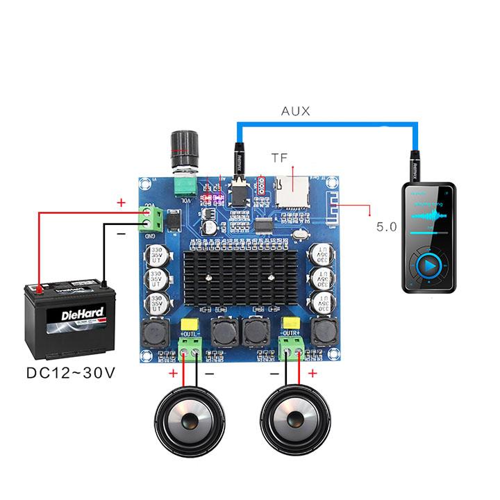 Mạch khuếch đại âm thanh tda7498 bluetooth 100w 2 kênh