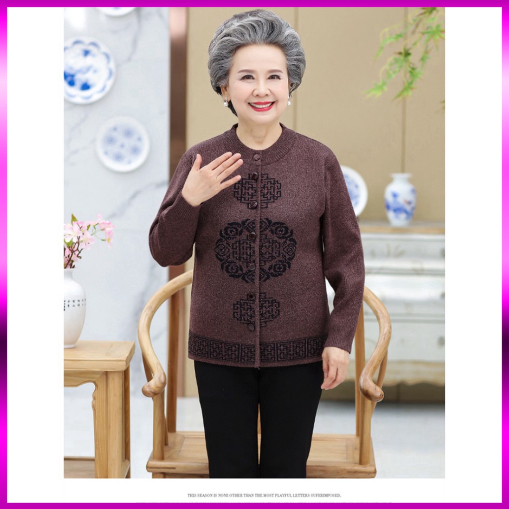 Áo len cho người già len vuông