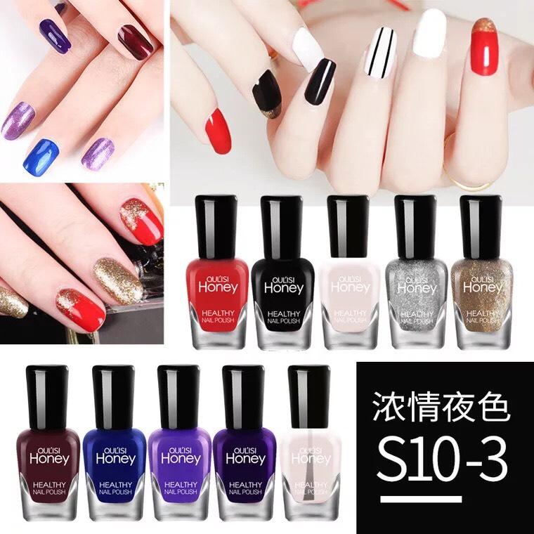 SET 10 chai sơn móng tay KHÔ NHANH KHÔNG CẦN HƠ MÁY BẢNG MÀU HOT OULISI S10-3