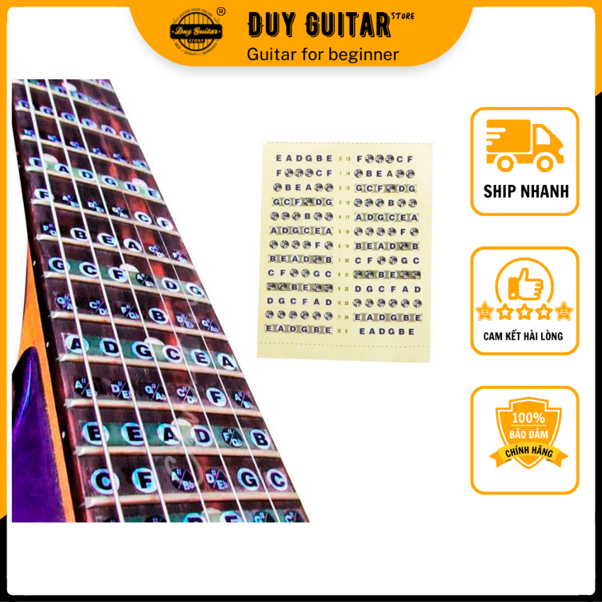 Decal dán nốt guitar dán cần đàn guitar Sticker dán hình nốt trên cần đàn hỗ trợ học đàn guitar - Duy Guitar Store Sale rẻ dưới 49k