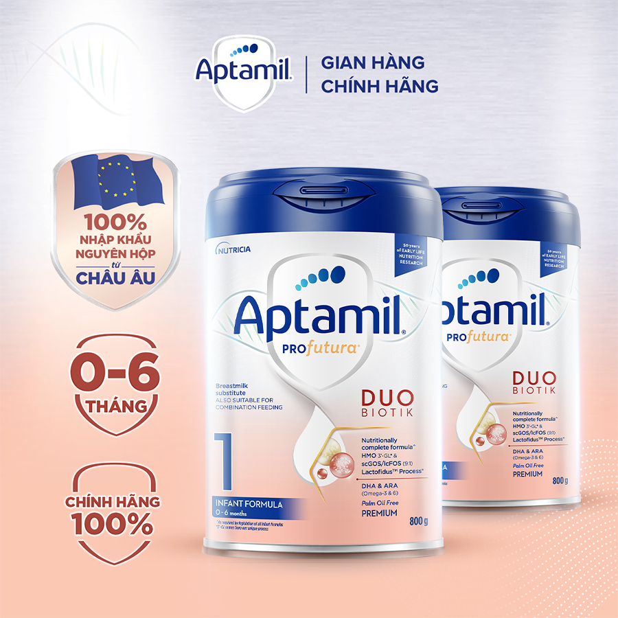 Combo 2 Sữa công thức Aptamil Profutura Duobiotik 1 cho bé 0-6 tháng tuổi