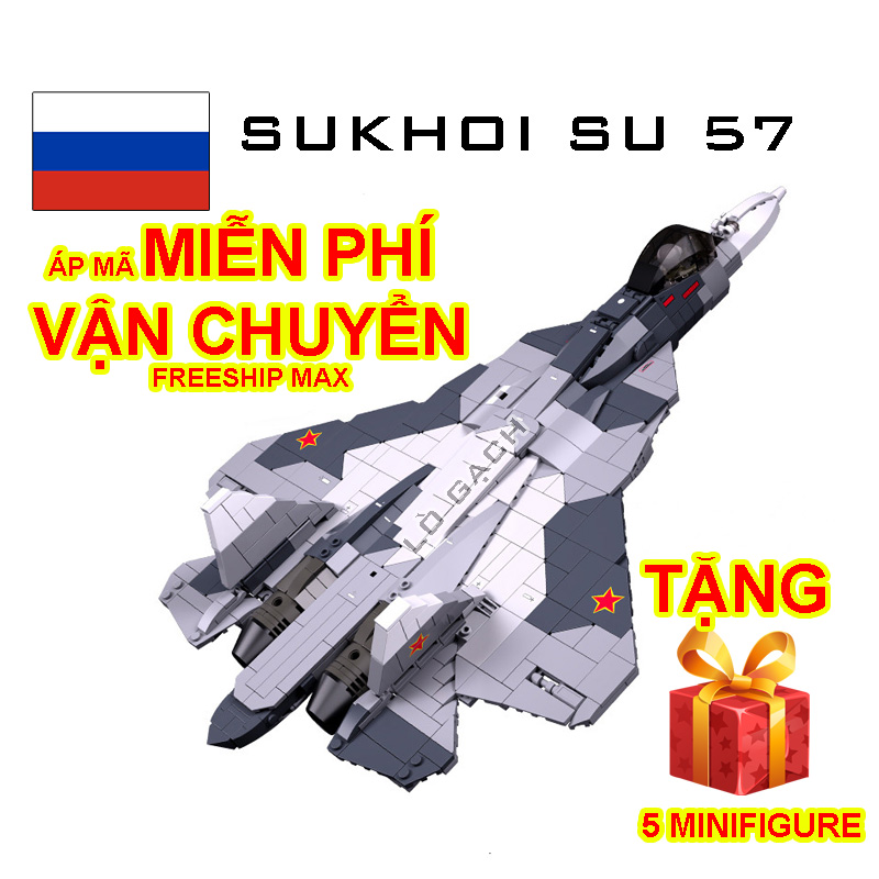 Bộ xếp hình máy bay chiến đấu su 57 pakfa quân đội nga 893 chi tiết
