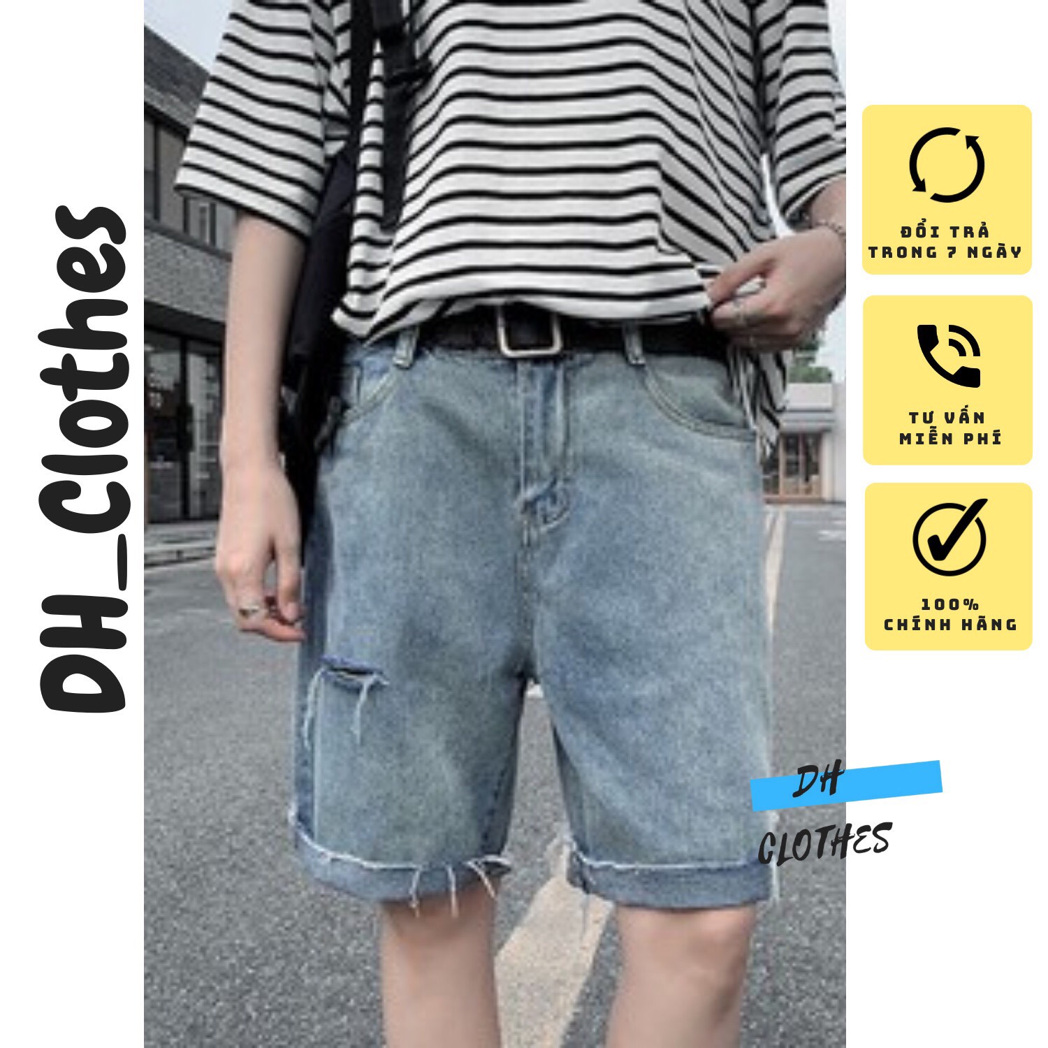 Quần short jean rách \ quần bò lửng \ unisex nam nữ
