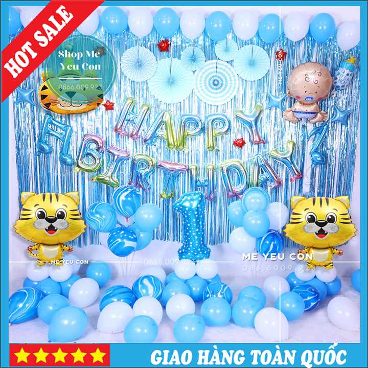 Set trang trí sinh nhật Bé Trai tuổi Hổ - Combo trang trí sinh nhật - Trang trí thôi nôi bé tuổi Hổ