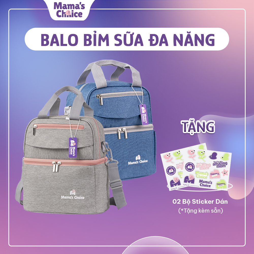 Balo Mẹ Bỉm Sữa Mama’s Choice 4in1, Giữ Nhiệt và Bảo Quản Sữa Mẹ, Chất Liệu Cao Cấp Thời Trang Hiện Đại