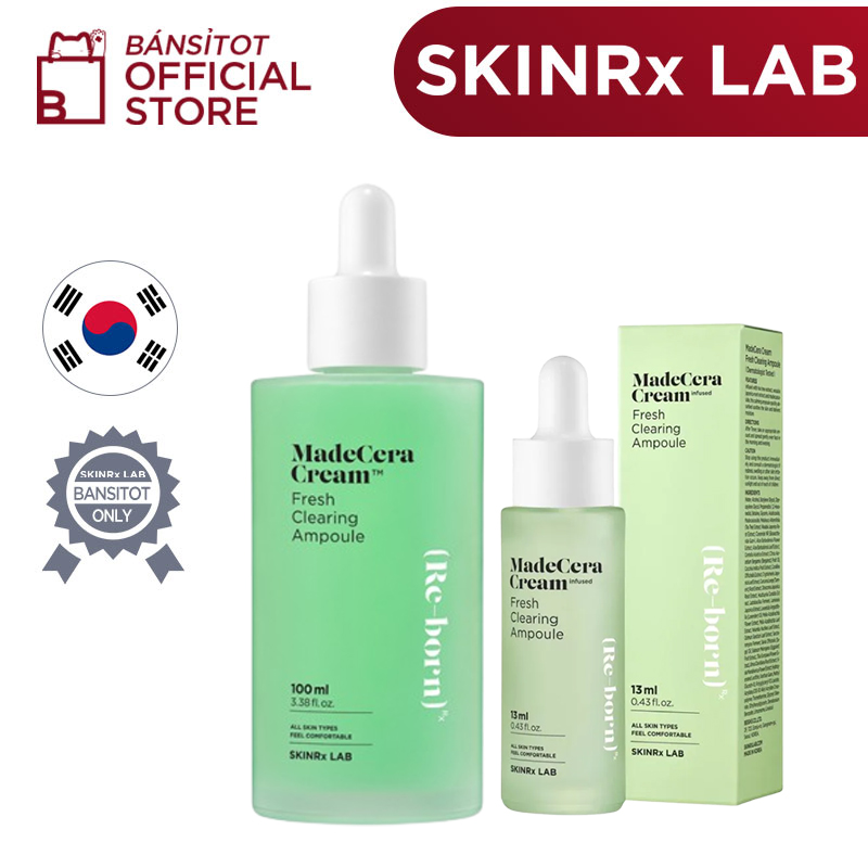 Exp 05. 2024] tinh chất phục hồi da mụn skinrx lab madecera cream fresh clearing ampoule 100ml/13ml