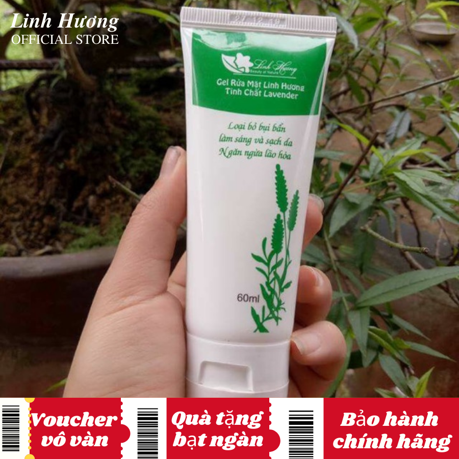 Sửa rửa mặt Linh Hương làm sạch mụn kiềm dầu và bả nhờn dưỡng trắng và ngăn ngừa mụn trên da dầu thành phần thảo mộc thiên nhiên từ 10 loại hoa 60ml