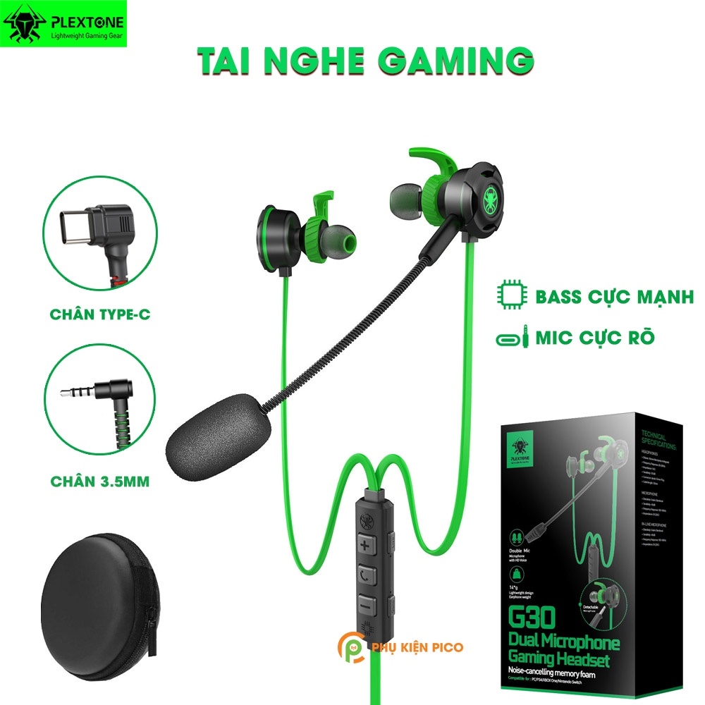 ▫ Tai nghe gaming có mic rời Plextone G30 - Tai nghe gaming có dây G30GL Plextone chính hãng