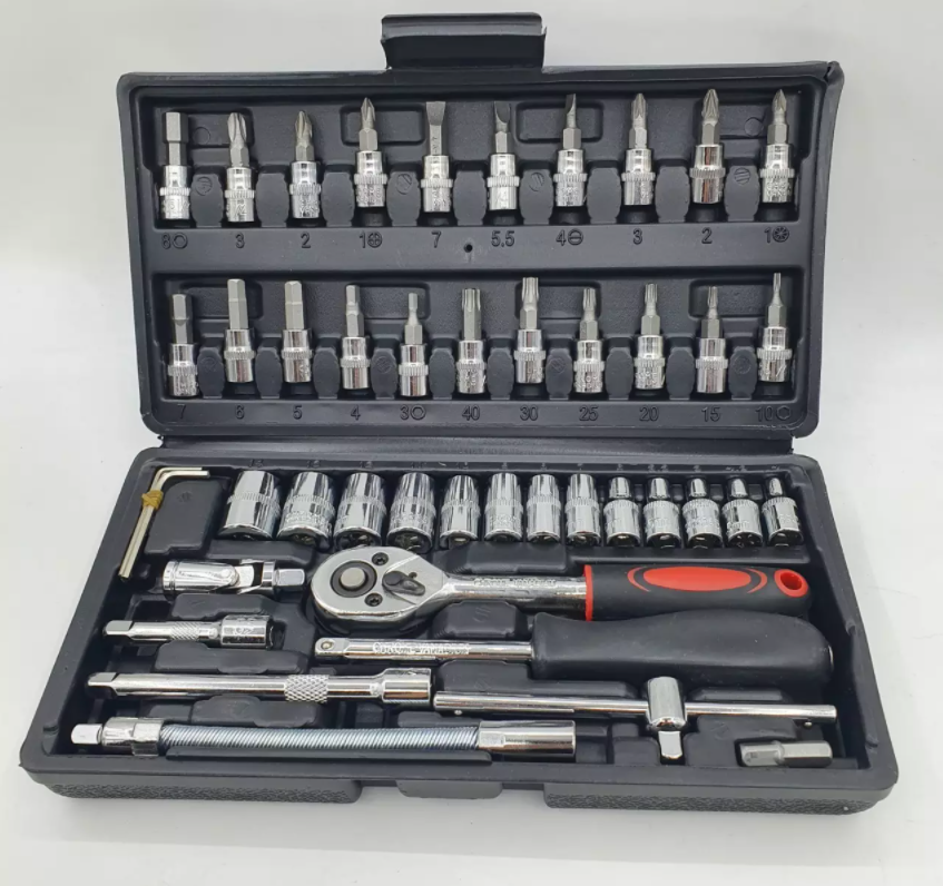 Bộ Dụng Cụ Cầm Tay Sửa Chữa 46 Chi Tiết Model SC46 Đa Chức Năng Chất Liệu Hợp Kim Chịu Lực, Bộ dụng cụ sửa chữa ô tô, xe máy đa chức năng Cao Cấp.