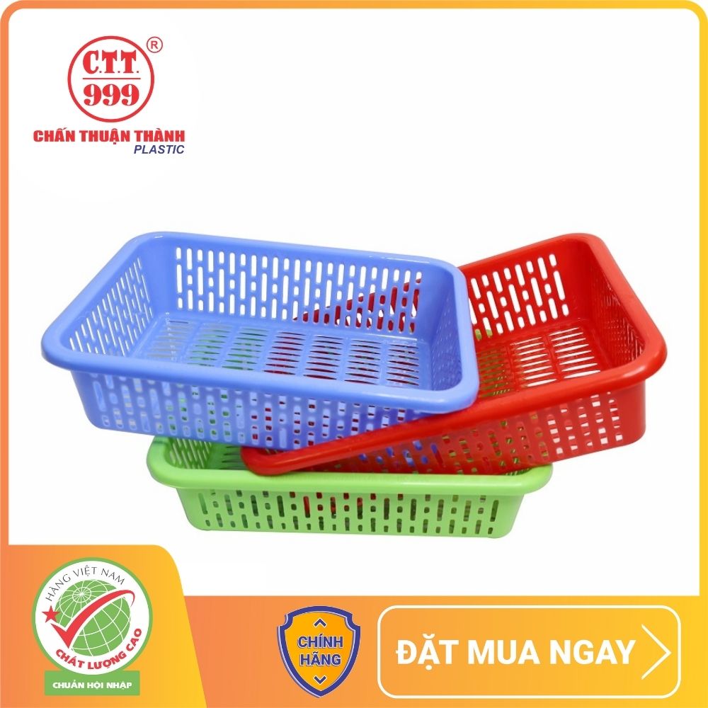 Combo 3 rổ nhựa chữ nhật Chấn Thuận Thành 41x29x10cm đựng đồ, đựng rau củ, đa năng tiện dụng RCN4120-3 (giao màu ngẫu nhiên)