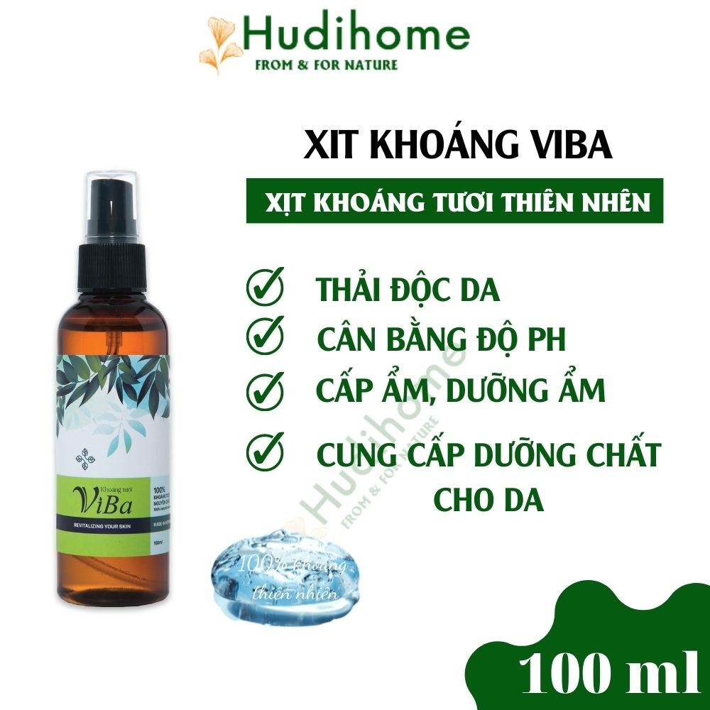 Xịt khoáng dưỡng ẩm Viba, xịt khoáng thiên nhiên cân bằng và khóa trang điểm 100ml - Hudihome