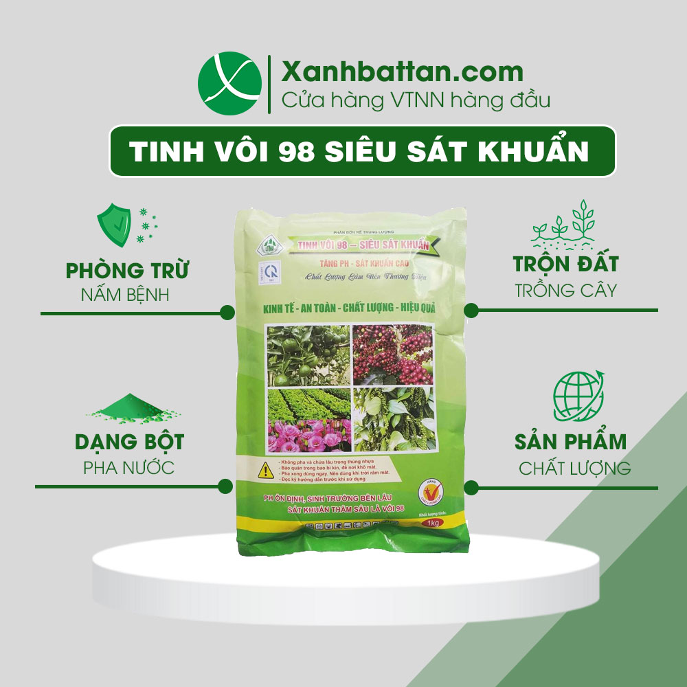 Tinh Vôi 98 Khử Trùng Đất Và Xử Lý Đất Gói 1 Kg