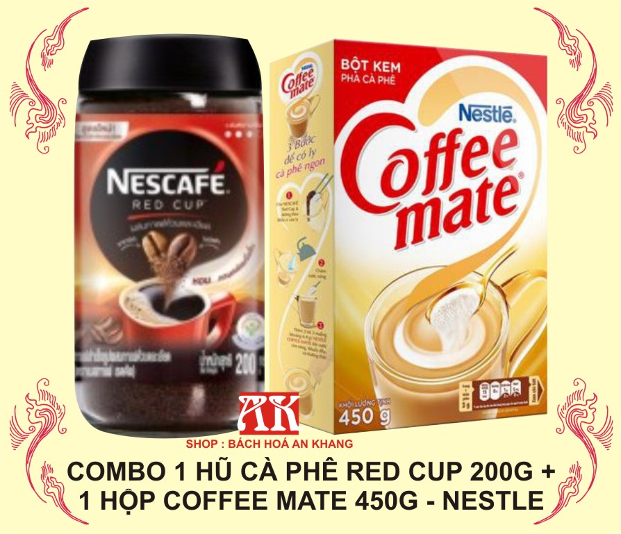 Combo 1 hộp bột kem pha café coffee mate + 1 hũ cà phê nescafé red cup