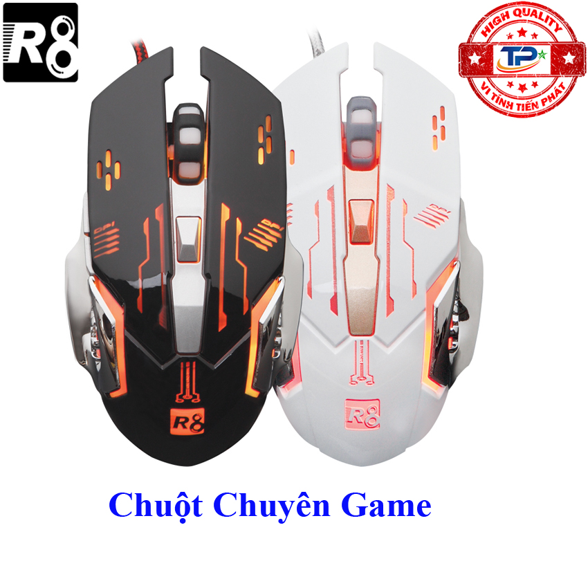 Chuột chuyên game r8 1637 với led 7 màu 7d nâng tầm game thủ.
