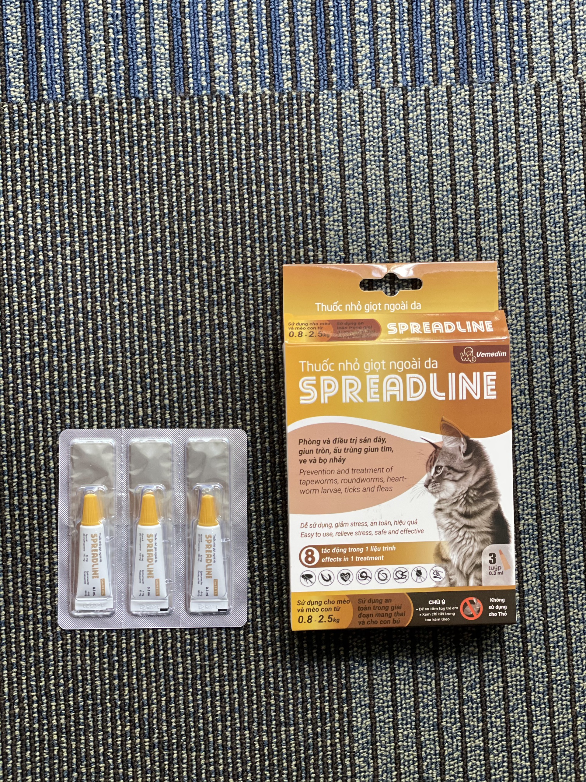 "Hoàn tiền đến 10%" Vemedim Spread Line 0.3ml - Nhỏ gáy trị rận tai, ve, bọ chét, giun, sán cho mèo - Spreadline