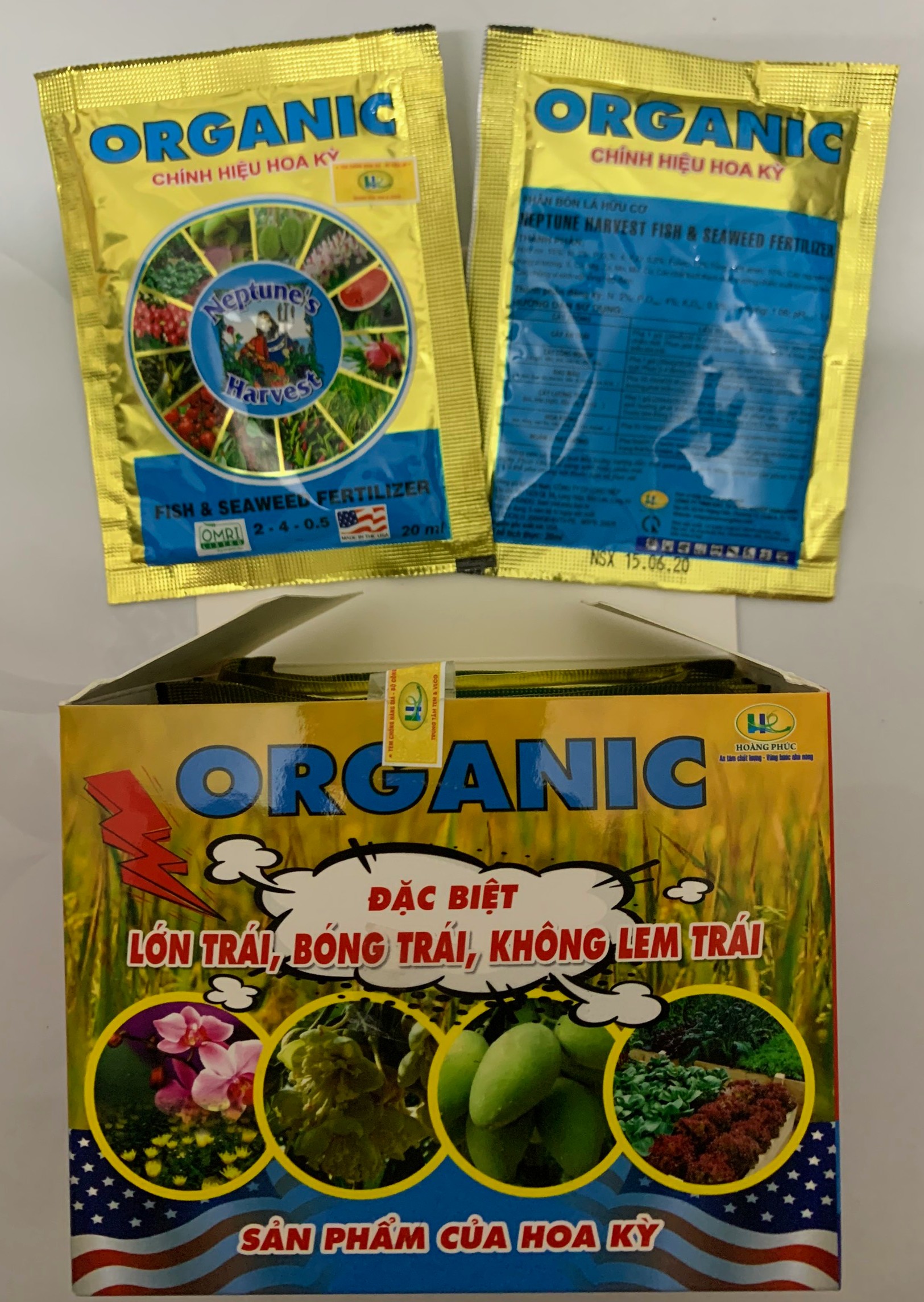 Combo 2 gói Phân bón lá hữu cơ NEPTUNE'S HARVEST FISH & SEAWEED FERTILIZER 2-4-0,5 (Phân cá) - Gói 20ml (USA)