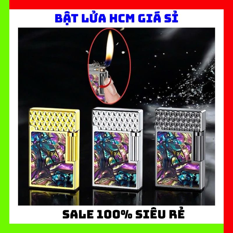 ( BUÔN BÁN SỈ ) Bật nắp âm thanh vang lớn dupont vân khảm xà cừ 2 mặt kiêm bật lửa mẫu D-12 có 3 màu kim loại