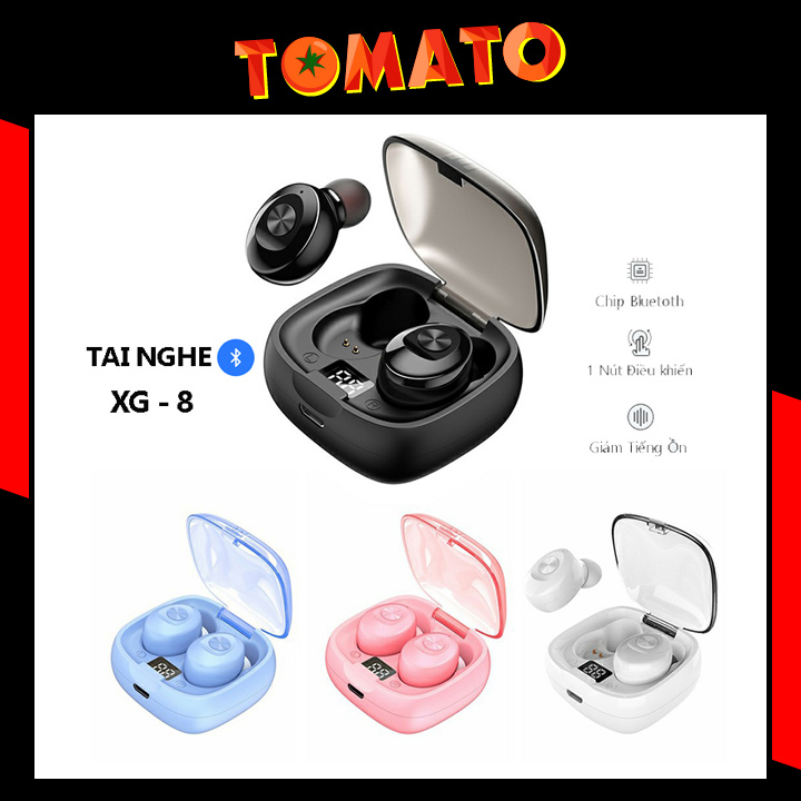 Tai nghe bluetooth 5.0 xg - 8 không dây tai nghe nhét tai mini chống ồn có kèm hộp sạc - phụ kiện tomato