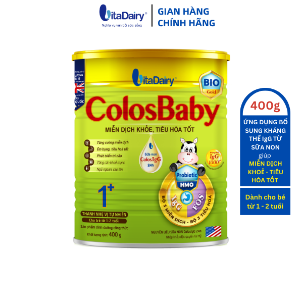 Colosbaby BIO Gold 1+ 400g hỗ trợ tiêu hóa tốt, miễn dịch khỏe cho bé - VitaDairy