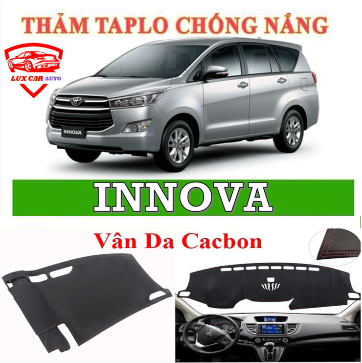 Thảm taplo TOYOTA INNOVA 2016-2020 da vân cacbon, thảm phủ taplo, taplo cacbon, taplo da
