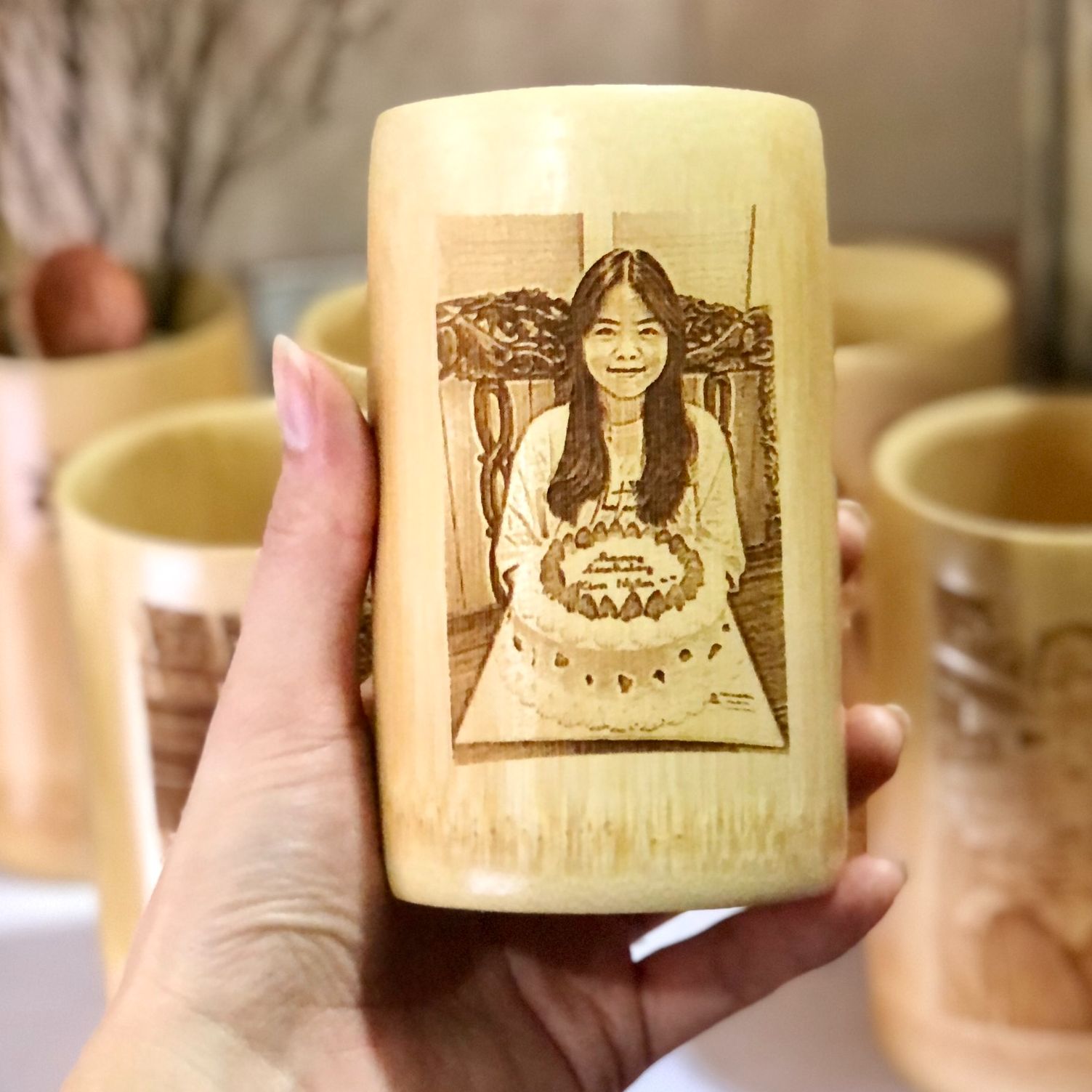 Cốc tre đa năng bằng gỗ tre tự nhiên - Ly tre khắc hình và chữ theo yêu cầu - quà sinh nhật ý nghĩa cho người thân và bạn bè