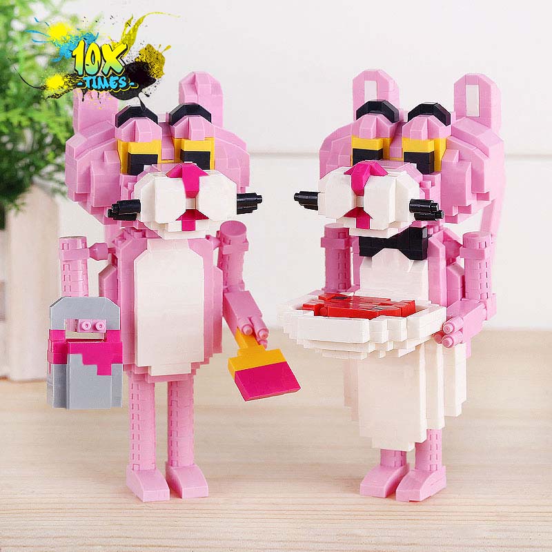 (13 cm)Lego 3D báo hồng dễ thương có khớp tay mô hình lắp ráp pink panther quà tặng sinh nhật, quà tặng bạn trai bạn gái