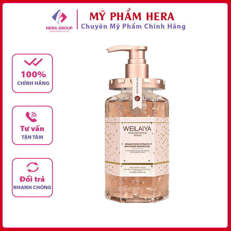 Sữa Tắm Trắng Da Cánh Hoa Hồng Weilaiya chai 450ml
