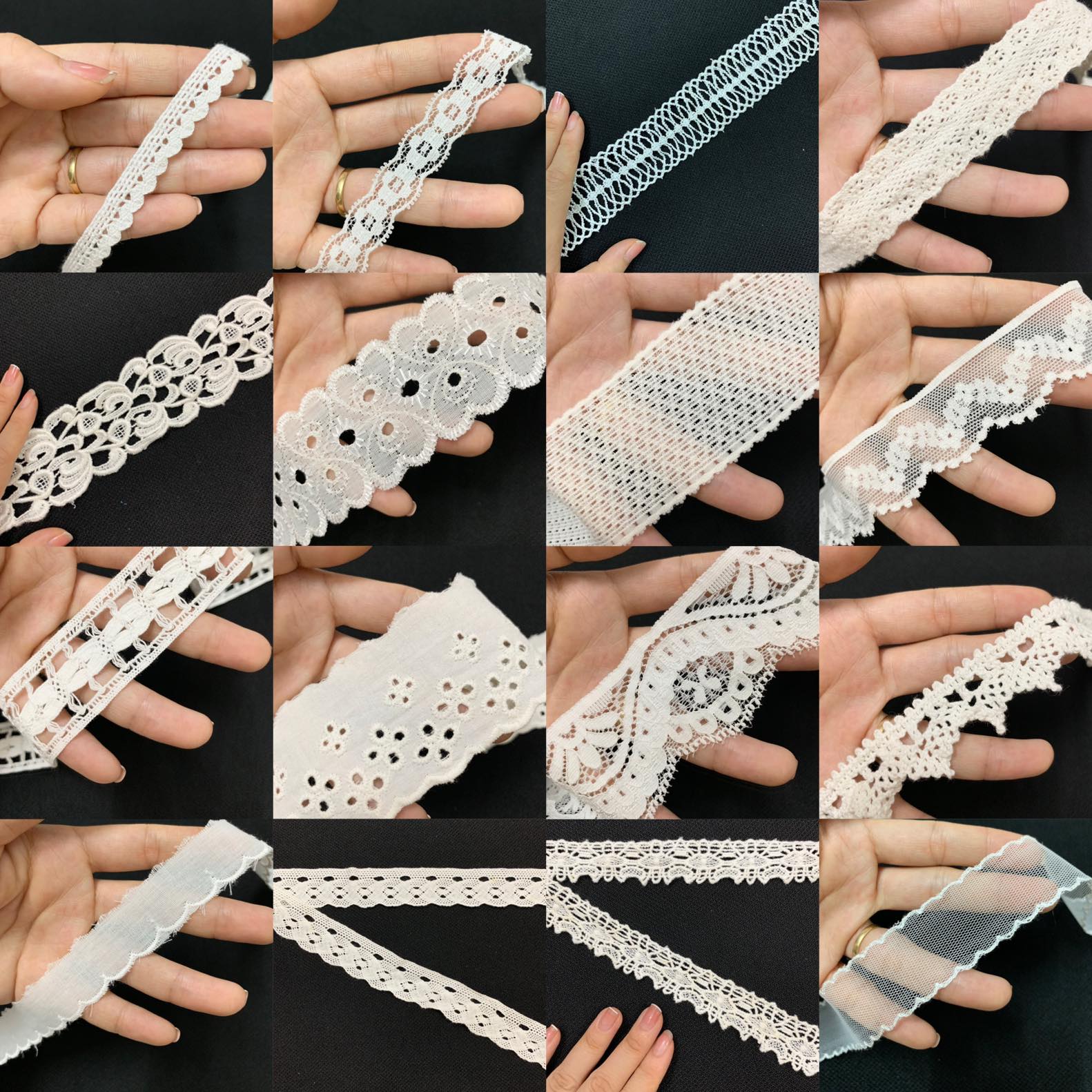  Ren viền trang trí quần áo ren chỉ thêu ren viền phụ kiện đồ handmade khăn bàn xinh xắn ren viền trắng chỉ bóng cotton 