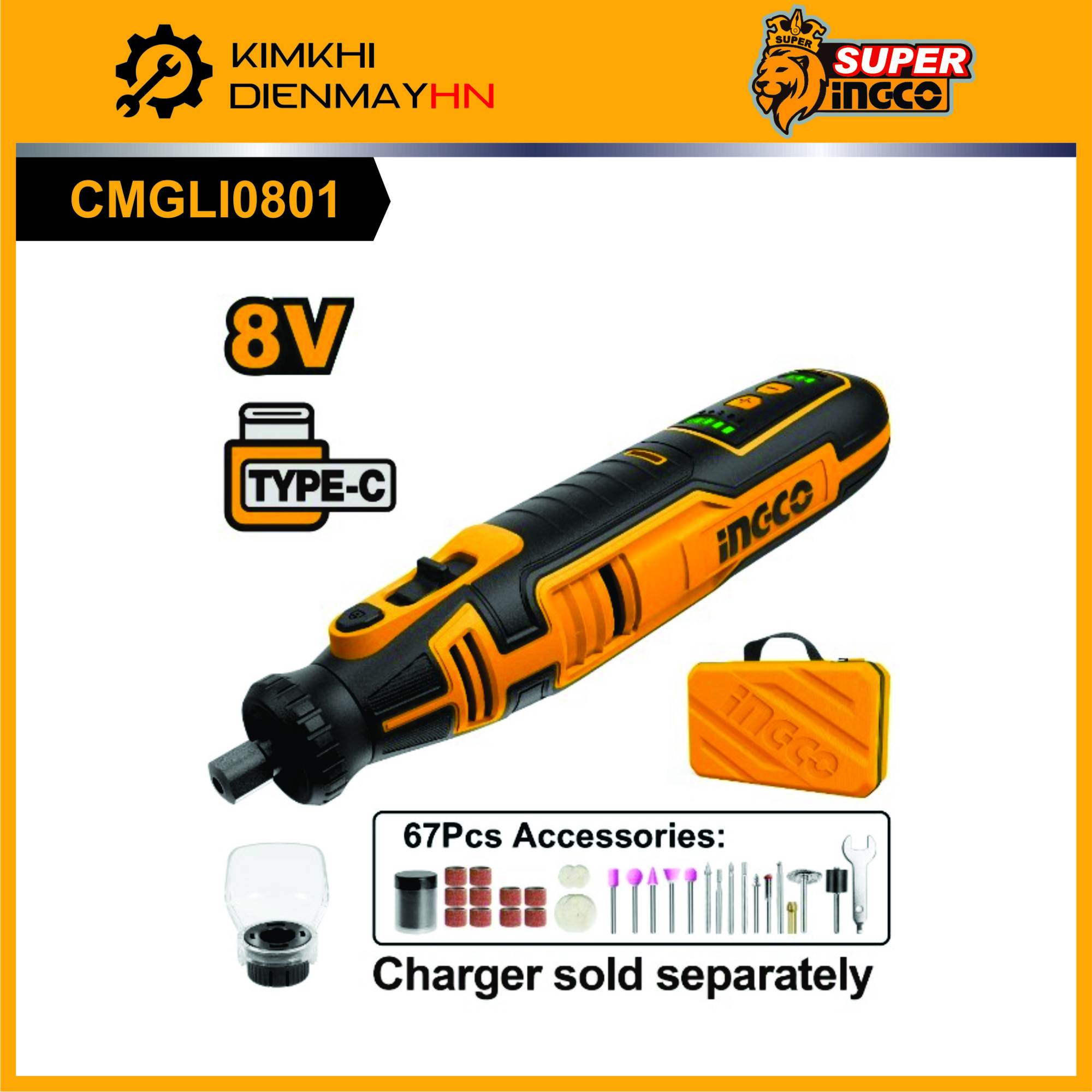 Máy mài khuôn mini dùng pin sạc 8V INGCO CMGLI0801