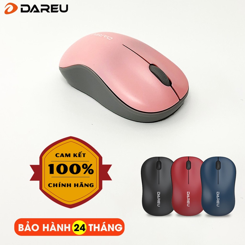 Chuột không dây chuột❉ chuột không dây dareu lm106g - 4 màu pink/blue/red/black - bh 24 tháng