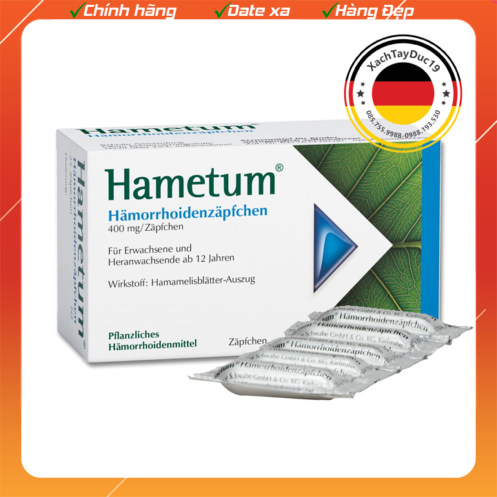 Viên đặt trĩ Hametum Hämorrhoiden Zäpfchen, hộp 10 viên nội địa Đức