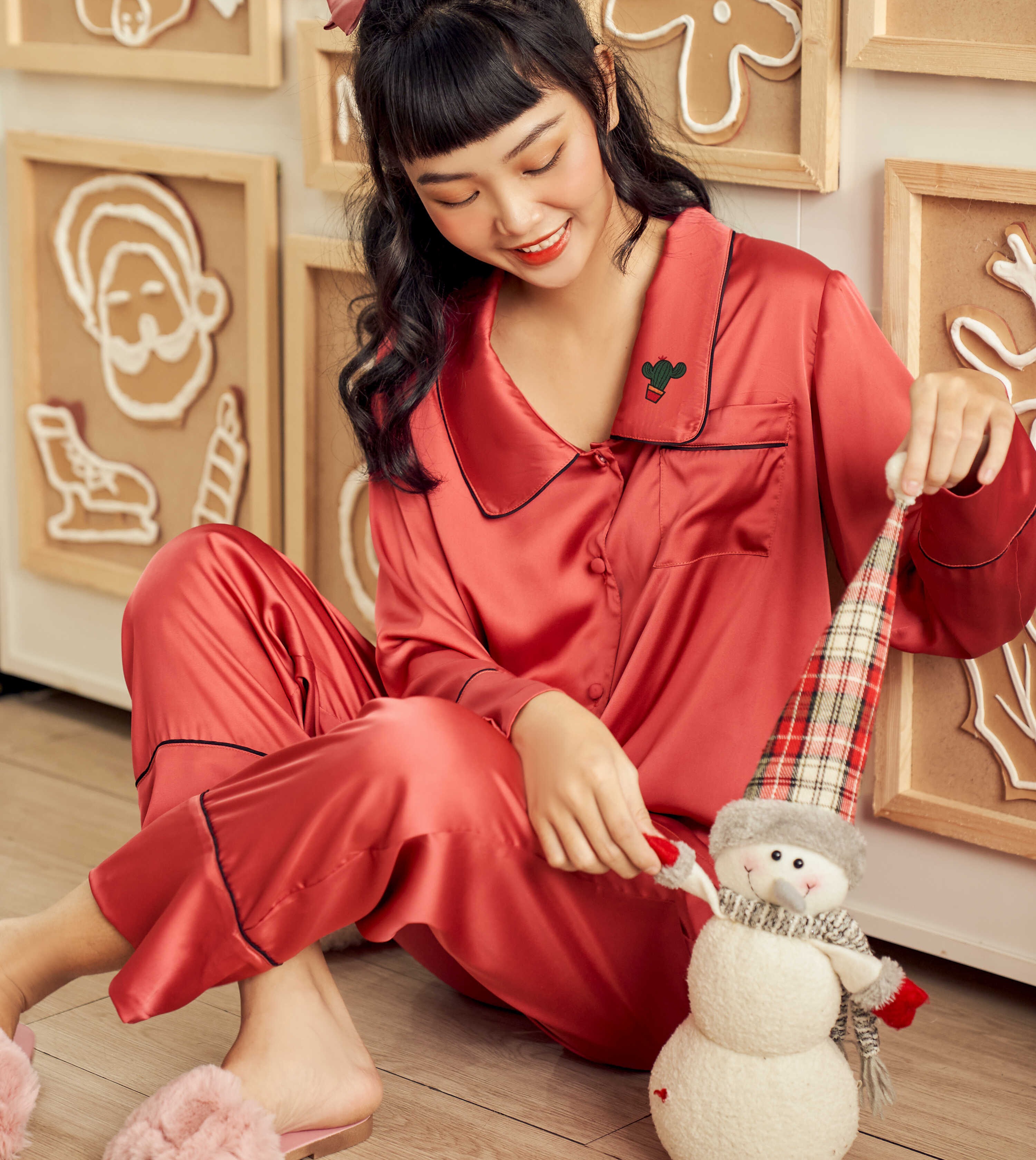 VIBES Đồ bộ mặc nhà nữ pijama dài tay Lụa cao cấp Long Sleeve Py Set