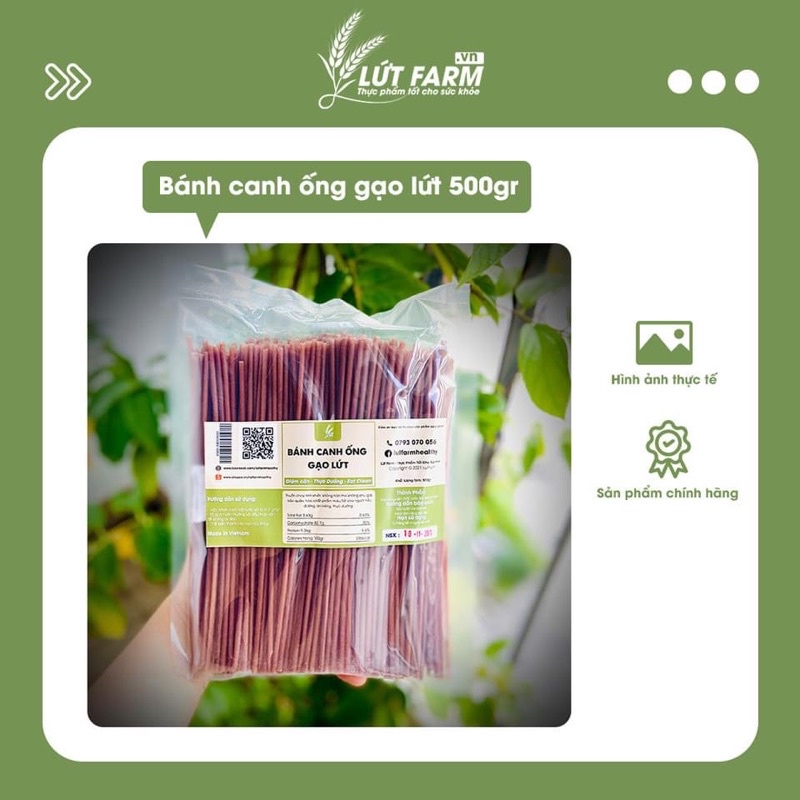 Bánh canh ống gạo lứt LỨT FARM ăn kiêng eatclean 500gr