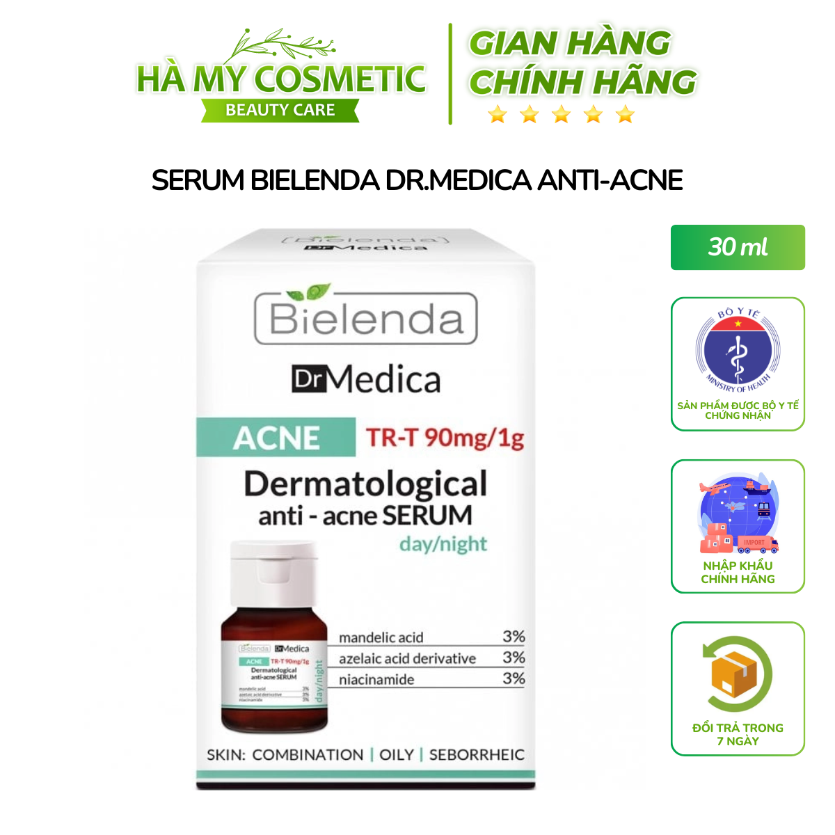 Serum Bielenda Dr.Medica dành cho da dầu nhạy cảm , làm sạch da , cấp ẩm