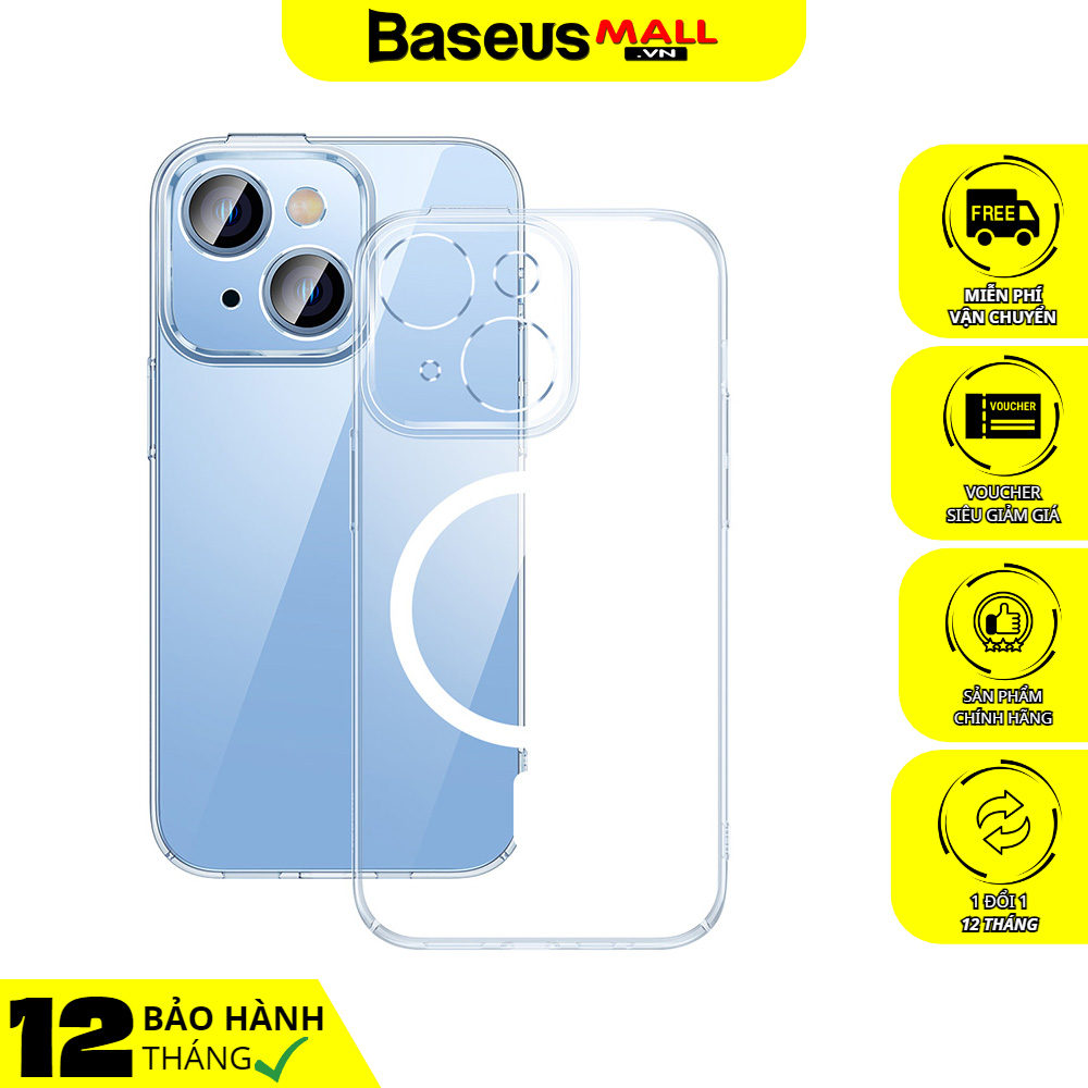 Ốp lưng nhựa hỗ trợ sạc từ tính Baseus Crystal Series Magnetic Case For I.P 14