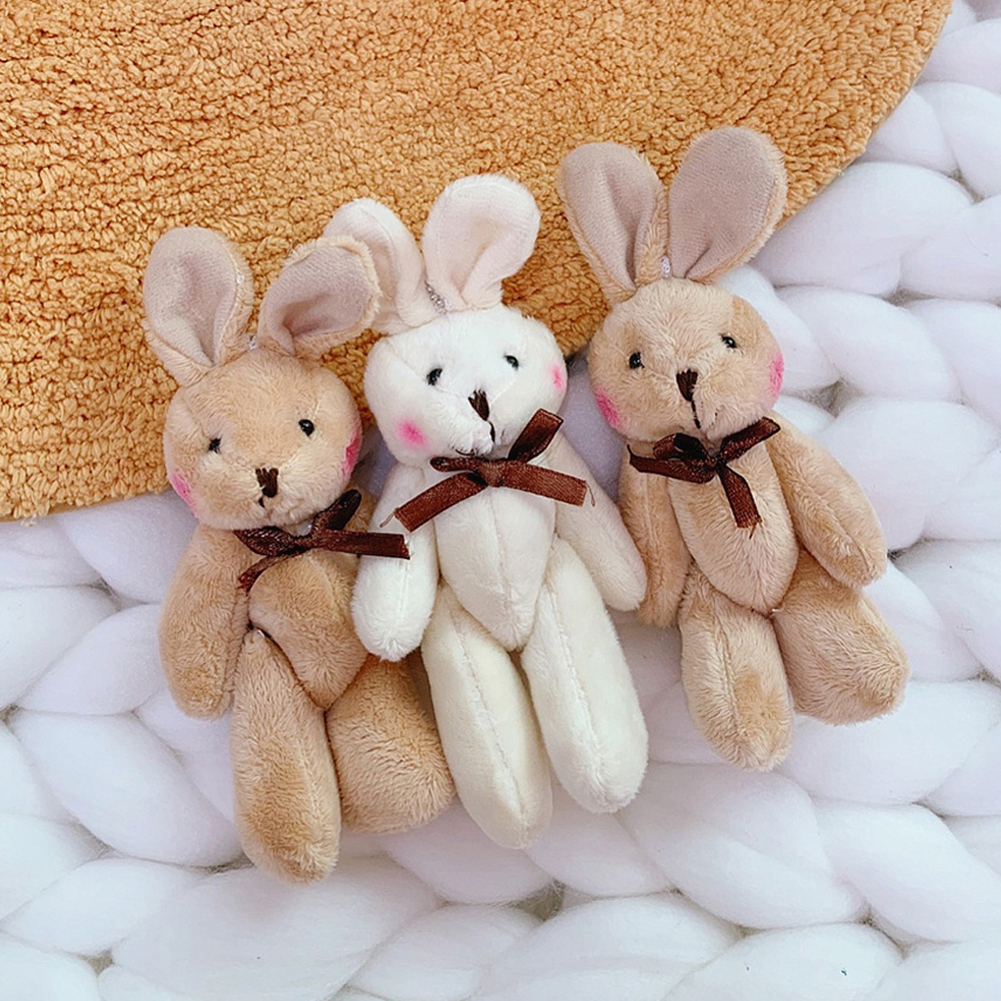 Con gái Dễ thương Búp bê thỏ sang trọng Móc chìa khóa mềm Phụ kiện túi mặt dây chuyền Cà phê màu be