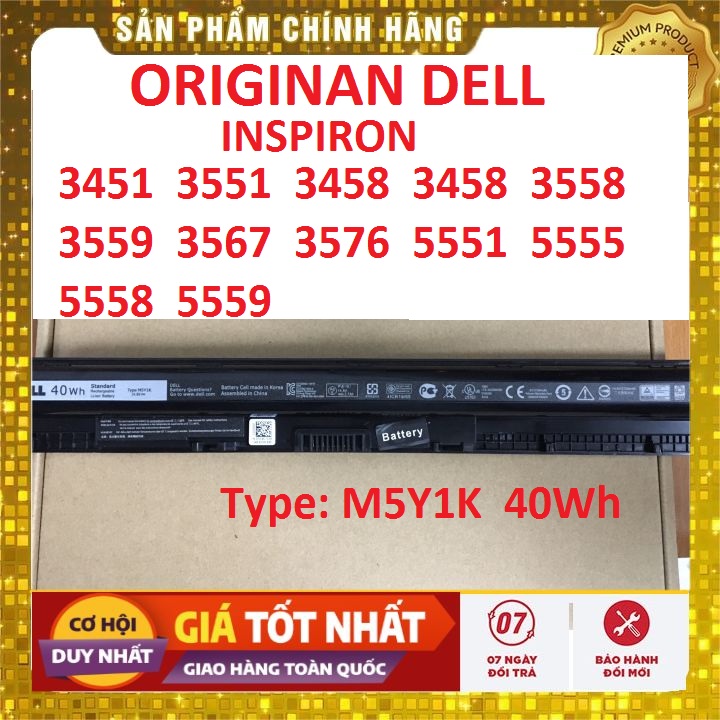 Pin Laptop Dell M5Y1K 40Wh Inspiron 3451 3551 3458 3558 3576 5551 5555 5558 5559 - PIN ZIN CÓ VIDEO THỰC TẾ