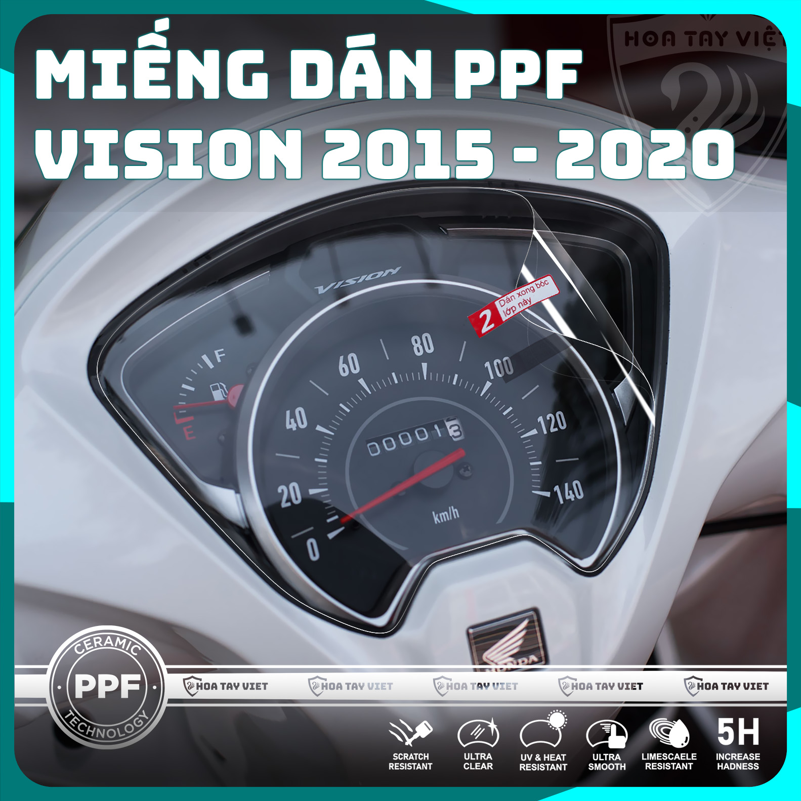 PPF bảo vệ mặt đồng hồ Vision 2015 - 2020 cao cấp chống trầy xước màn hình xe honda Vision 2015 - 2020