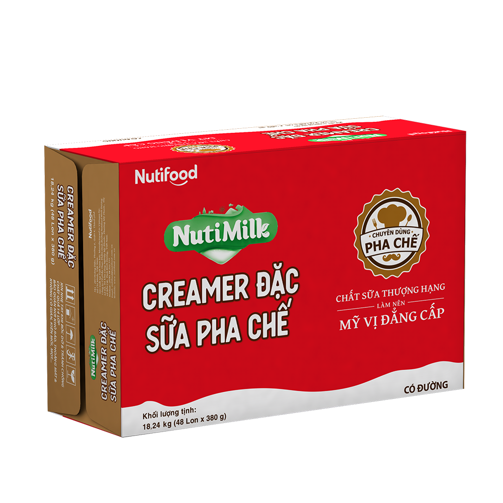 Thùng creamer đặc sữa pha chế có đường nuti lon 380g - thương hiệu nutifood- azago
