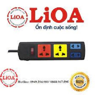 Ổ cắm điện 2d + 2s dây 3m x 2 lioa 2d2s32 - đen