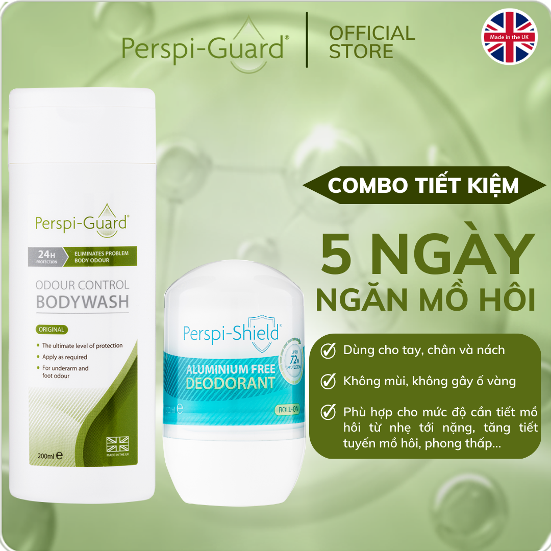 Combo khử mùi ngăn mồ hôi toàn thân sữa tắm Perspi-Guard + lăn khử mùi Perspi-Shield