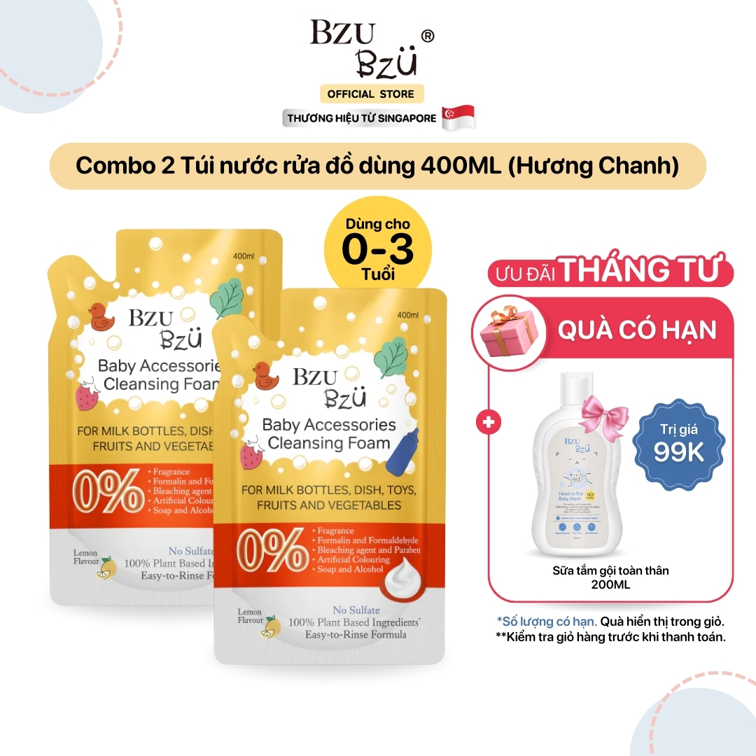 Combo 2 Túi Nước Rửa Bình Sữa Và Đồ Dùng Em Bé BZU BZU Baby Accessories