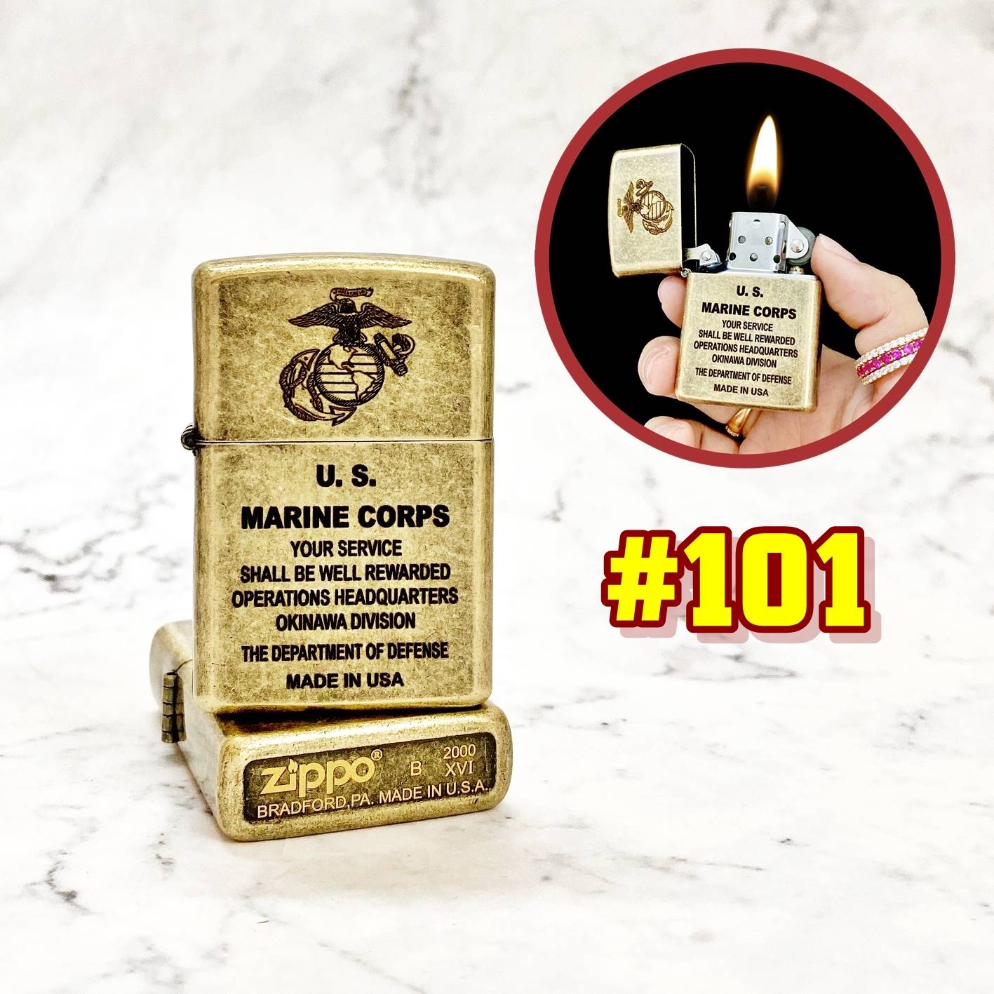 BẬT LỬA  zip po U.S MARINE CORPS _THỦY QUÂN LỤC CHIẾN HOA KỲ_#101