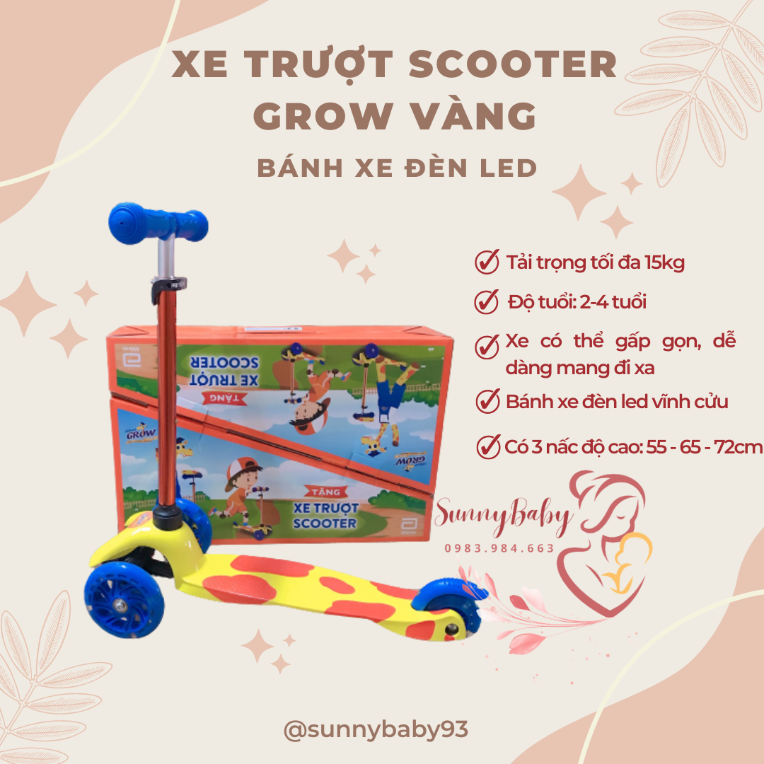 Xe scooter cao cấp đèn led phát sáng - xe scooter cho bé từ 2-4 tuổi- xe trượt scooter 3 bánh có đèn
