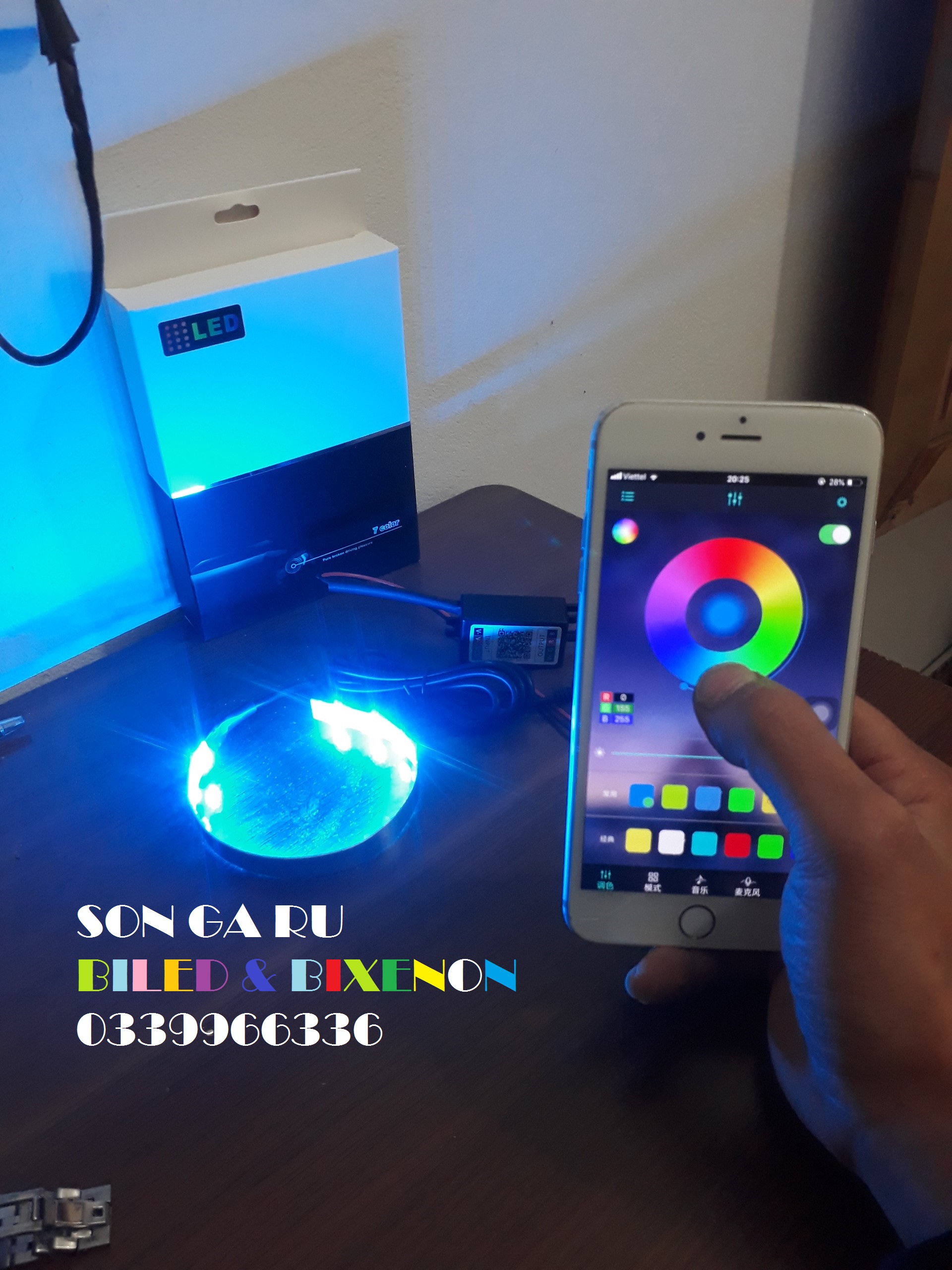 1 vòng led Mắt quỷ ĐƠN hoặc ĐÔI đổi màu theo app