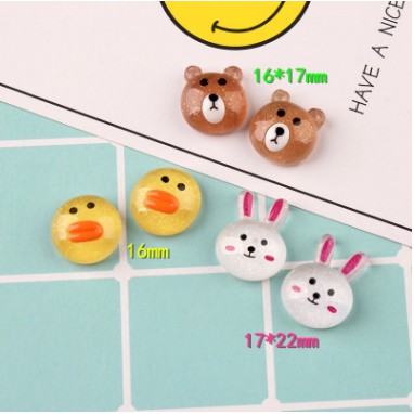 Mặt cười thỏ gấu vịt phụ kiện trang trí charm slime